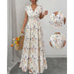 👗 LIMITED-TIME 50% OFF! ✨ Floral V-Neck Maxi Dress – Elegant Smocked Waist, Premium Fabric 💃