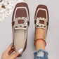 🥿 LIMITED-TIME 50% OFF! ✨ Square Toe Flat Shoes – Breathable Knit, Crystal Buckle, Slip-On 💎