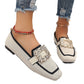 🥿 LIMITED-TIME 50% OFF! ✨ Square Toe Flat Shoes – Breathable Knit, Crystal Buckle, Slip-On 💎