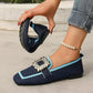 🥿 LIMITED-TIME 50% OFF! ✨ Square Toe Flat Shoes – Breathable Knit, Crystal Buckle, Slip-On 💎