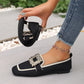 🥿 LIMITED-TIME 50% OFF! ✨ Square Toe Flat Shoes – Breathable Knit, Crystal Buckle, Slip-On 💎