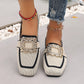 🥿 LIMITED-TIME 50% OFF! ✨ Square Toe Flat Shoes – Breathable Knit, Crystal Buckle, Slip-On 💎