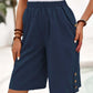 👖 LIMITED-TIME 50% OFF! ✨ Women's Elastic Waist Capri Trousers – Knee-Length, Button Accents, Comfort 🌿