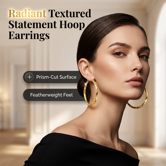 💫 LIMITED-TIME 50% OFF! 💥 Women's Minimalist Textured Hoop Earrings – Diamond-Cut, Snap Closure, Everyday Glow ✨