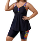 Women's Flowy Tankini Top and Shorts Bathing Suit