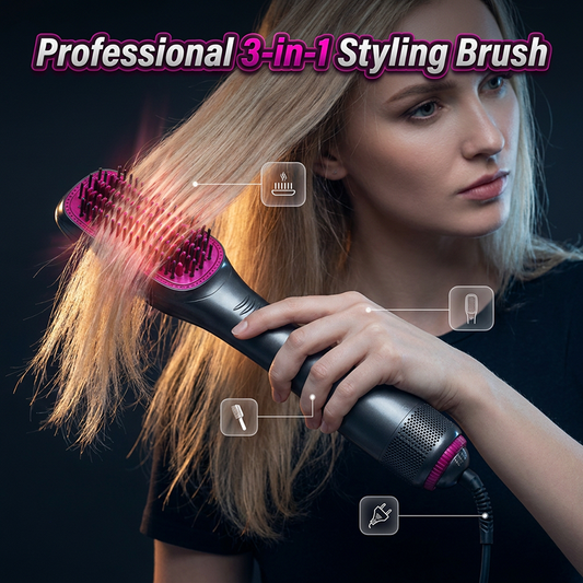 💨 2026 Sale — Over 55,000 Sold!🔥 Professional 3-in-1 Hot Air Brush – Dry, Detangle & Volumize 💇‍♀️