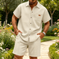 👕 50% OFF NOW! 🩳 Men's Waffle Knit Short Sleeve Shirt & Shorts Set – Soft textured fabric, breathable & relaxed fit – Perfect for summer loungewear & casual outings ☀️