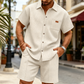 👕 50% OFF NOW! 🩳 Men's Waffle Knit Short Sleeve Shirt & Shorts Set – Soft textured fabric, breathable & relaxed fit – Perfect for summer loungewear & casual outings ☀️