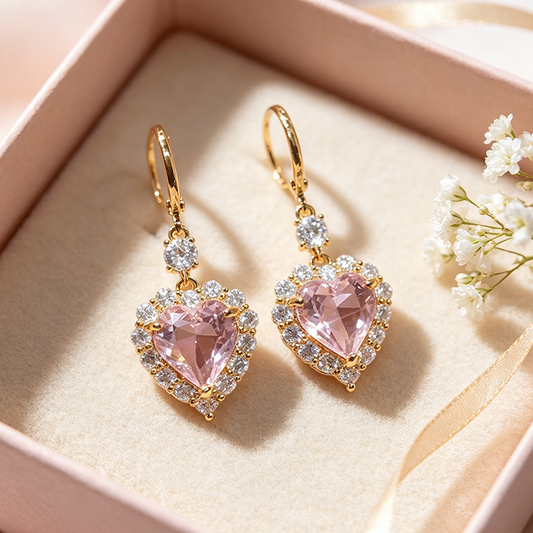 🎉 2026 Sale — Over 45,000 Sold!💎Sparkling Heart-Shaped Drop Earrings – Rhinestone, Gold Tone 💕