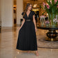 📢📢42% OFF !! ⏰Women Elegant V Neck Pleated Long Dress