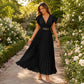 📢📢42% OFF !! ⏰Women Elegant V Neck Pleated Long Dress