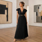 📢📢42% OFF !! ⏰Women Elegant V Neck Pleated Long Dress