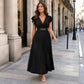 📢📢42% OFF !! ⏰Women Elegant V Neck Pleated Long Dress