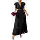 📢📢42% OFF !! ⏰Women Elegant V Neck Pleated Long Dress