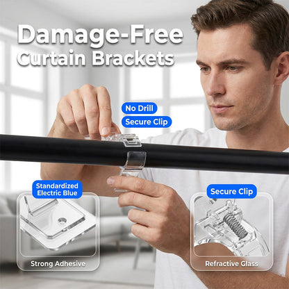 ✨ Heavy-Duty Self-Adhesive Curtain Rod Bracket Holders – 100% Damage-Free & Renter-Friendly, Heavy-Duty 17 lbs Capacity, Secure Spring-Loaded Grip Fits 0.5"-1.2" Rods & Seamless Low-Profile Design – 2 Colors 2 Sizes 🏠