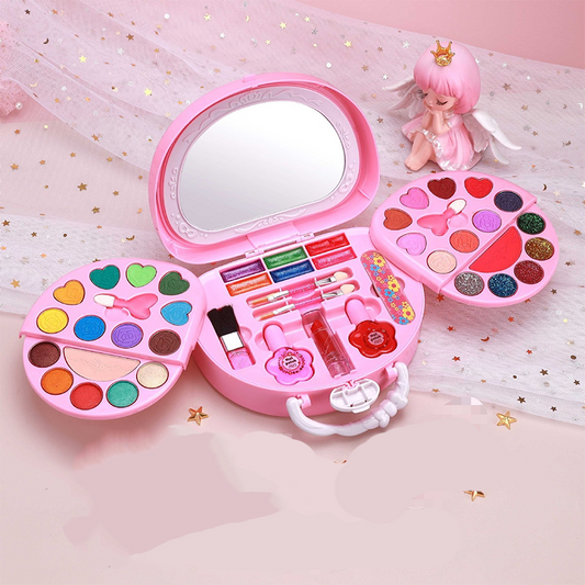 ⏰Kids Washable Makeup Toy Set with Portable Pink Handbag