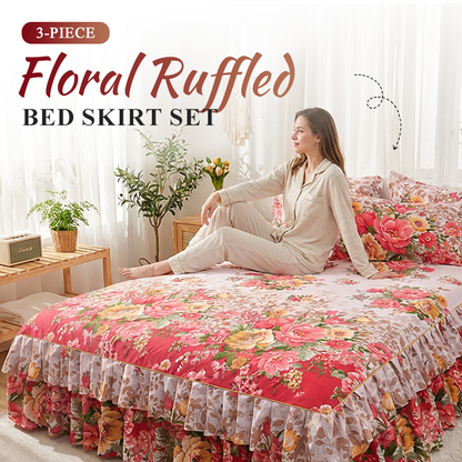 🛏️ 2026 Sale — Over 26,300 Sold!💐 3‑Piece Floral Ruffled Bed Skirt Set