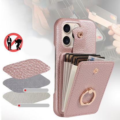 📢📢40% OFF !! ⏰ Crossbody Wallet Phone Case – RFID Blocking, Accordion Card Slot & Detachable Strap – Litchi Pattern PU Leather ✨