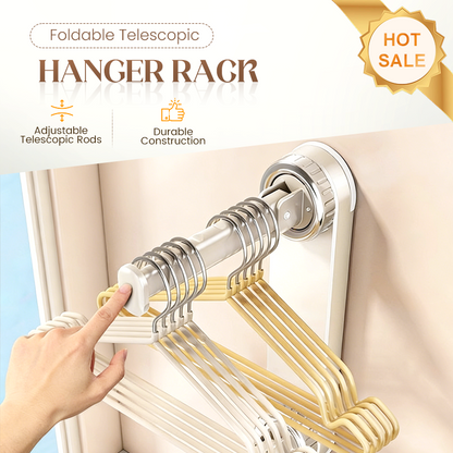 📢📢40% OFF !! ⏰ Foldable Telescopic Suction-Cup Hanger Rack – No-Drill Retractable Clothes Drying Pole