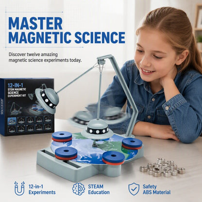 12-in-1 Magnet Science Experiment Kit – Educational Toy – Master Magnetic Science, Build a Maglev Train & Defy Gravity! ✨