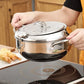304 Stainless Steel Japanese Tempura Fryer Pot – Mini Deep Frying Pan with Thermometer & Oil Drain Rack