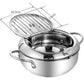 304 Stainless Steel Japanese Tempura Fryer Pot – Mini Deep Frying Pan with Thermometer & Oil Drain Rack