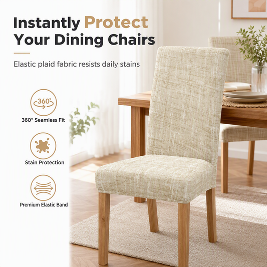 Universal Stretch Plaid Chair Cover – Flexible Spandex Fit, Double-Stitching Anti-Slip & Machine Washable – Instantly Refresh Your Dining Chairs 🪑