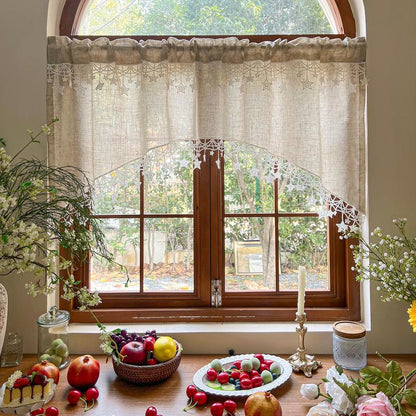 ⏰Versatile Country Style Curtain with Star Lace Trim⭐️