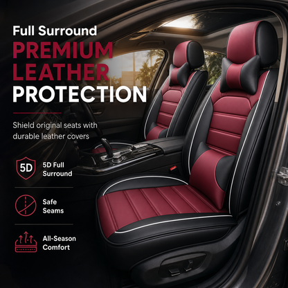 🚗 50% OFF NOW! 🪑 Full-Coverage Leather Car Seat Covers – All-Season Protection, 5D Surround & Safety Split Seams – Universal Fit 🛡️
