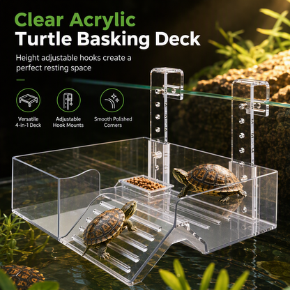 ☀️ Hanging Turtle Basking Platform – Clear Acrylic, Non-slip Ramp, Adjustable Mount ✨