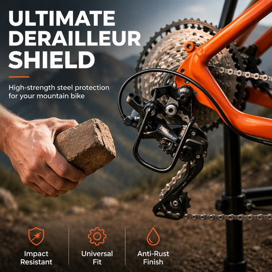 🚲 Rear Derailleur Guard – Solid Steel Bicycle Derailleur Shield, Impact Resistant Anti-Rust Protector, Quick Install Universal Fit for Mountain Bikes