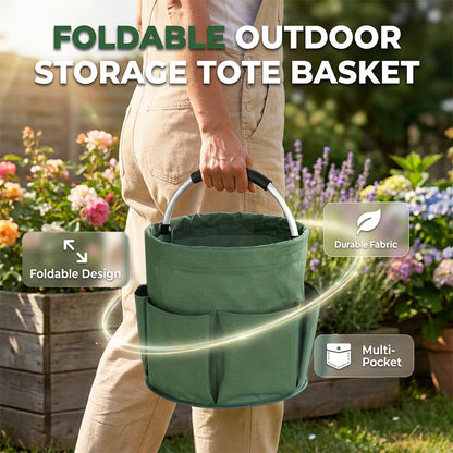 🌳 50% OFF! 🧺 Foldable Storage Basket – Pockets, premium fabric & 28x28cm ✨