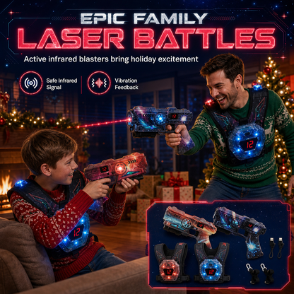 🔫 Limited-Time 50% Off ✨ Laser Battle Set — 2 Blasters & Vests, 90ft Range 🌟