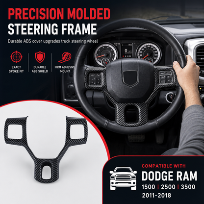 ✨ Steering Wheel Trim Cover For RAM Trucks – Carbon Look, Scratch-proof, Snap-on 🛠️