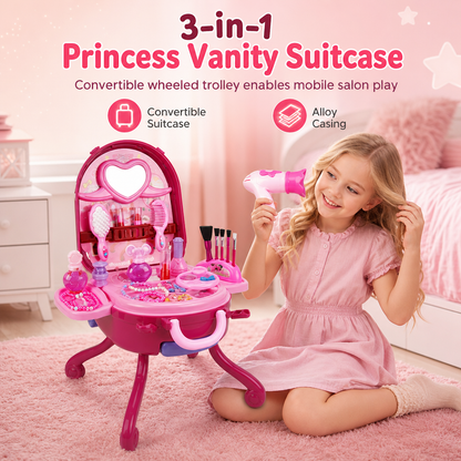 🎀 50% OFF! 🧳 Kids' Pretend Makeup Vanity Suitcase – Portable dress-up fun for girls ✨