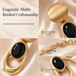 ✨ Vintage Choker & Earring Set – Brushed Gold-Tone Finish & Black Stone Accents for Elegant Evenings