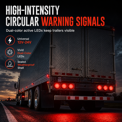 💡 4 Inch Round LED Tail Lights – Waterproof, Dual-Color, Wide Voltage 🛞