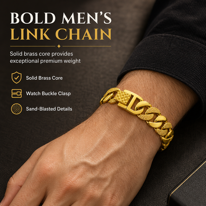 ⏰  Men's Vietnamese Sand-Gold Style Bracelet – Matte Sandblasted Finish & Watch Clasp💎