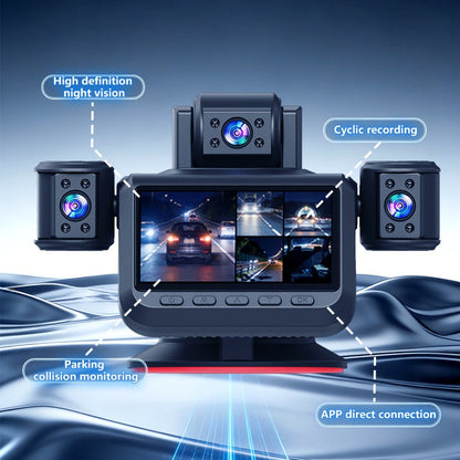 🚗 Five-Lens Dash Cam – 360° Panoramic Coverage, 1080P, Infrared Night Vision & 24H Parking Monitor – Smart WiFi App 📱