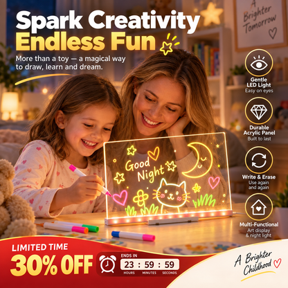 🔥50% OFF!!📢🎨 Glowing Acrylic Drawing Board – LED-Lit Display, Wipe & Redraw, Creative Desk Art That Glows 🖍️✨